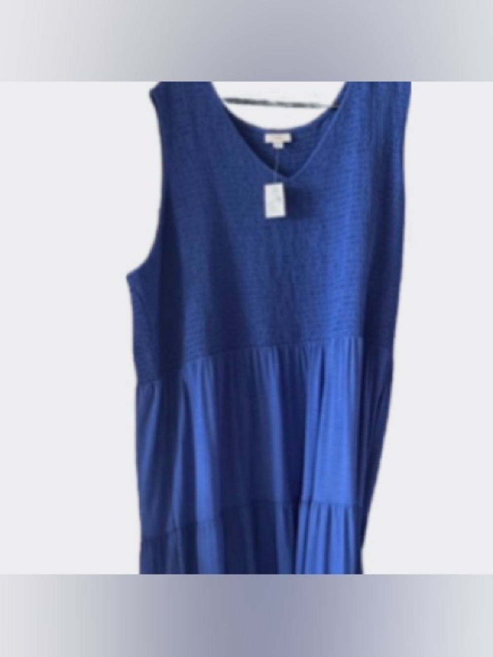 J. Jill Cobalt Blue Textured V-Neck Tiered Maxi Dress